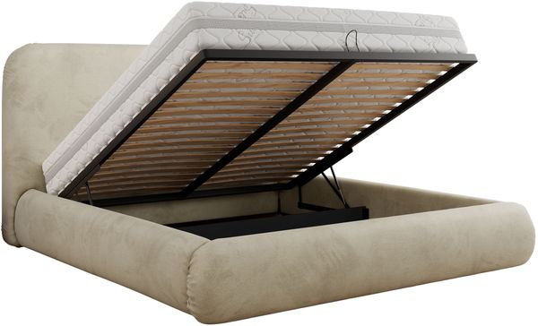 Bett mit Stauraum Polsterbett BENEA CLASSIC, Doppelbett mit Lattenrost Gepolstertes Kopfteil Gasdruckfeder Schlafzimmerbett - 160 x 200 cm - Beige Velvet Bild 6