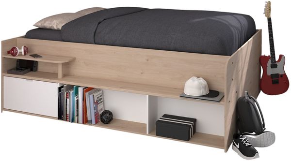 Hochbett Parisot Travel 140x200 Holznachbildung Jackson Eiche/Weiß