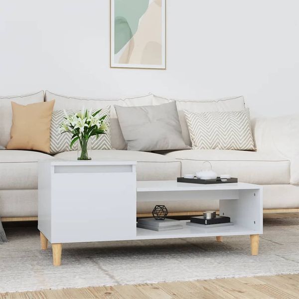 vidaXL Couchtisch Hochglanz-Weiß 100x50x45 cm Holzwerkstoff 821126