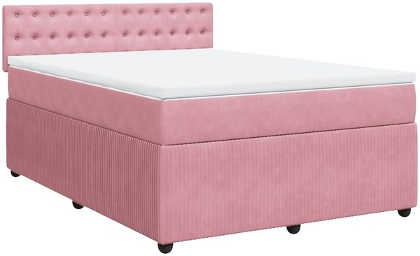 vidaXL Boxspringbett mit Matratze Rosa 140x190 cm Samt 3290051 Bild 3