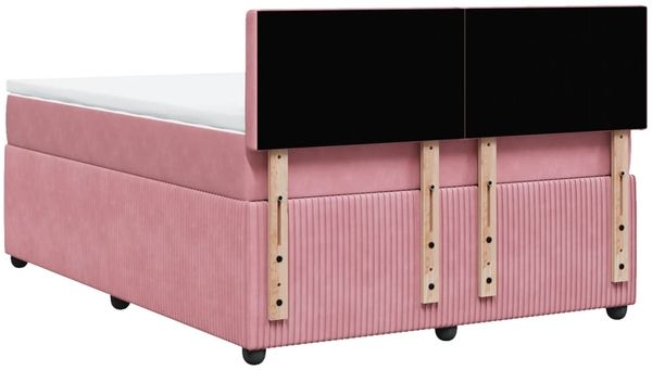 vidaXL Boxspringbett mit Matratze Rosa 140x190 cm Samt 3290051 Bild 8