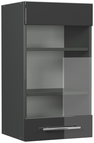 Küchenglasschrank Fame-Line Anthrazit Hochglanz 40 cm Vicco