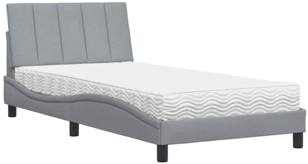 vidaXL Bett mit Matratze "Hanko" Hellgrau 100x200 cm Stoff 3310510