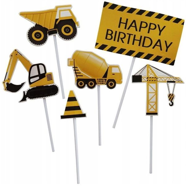 Festivalartikel Tortenstecker Baumaschinen Topper Set 8 Stk Geburstag Torten Deko Kuchen Junge