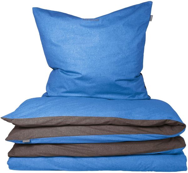 Schiesser 'Doubleface' Wendebettwäsche, Baumwolle, 2-teilig, Blau / Anthrazit, 135x200 cm, Renforcé