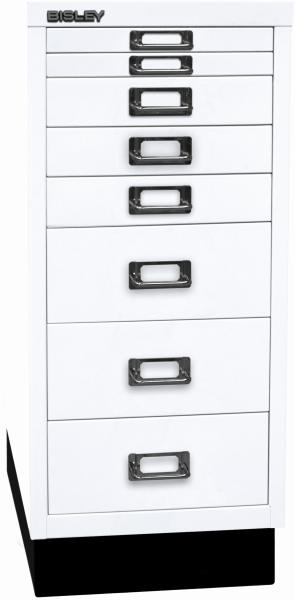 Bisley MultiDrawer™, 29er Serie mit Sockel, DIN A4, 8 Schubladen, Farbe verkehrsweiß