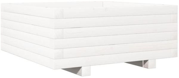 vidaXL Pflanzkübel Weiß 60x60x26,5 cm Massivholz Kiefer 847299