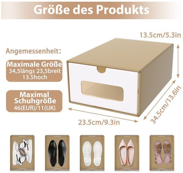 FIVMEN Schuhbox Stapelbar Schuhboxen mit Deckel & Transparent Sichtfenster Praktische (10 St), Stauraum Organizer für Schuhe