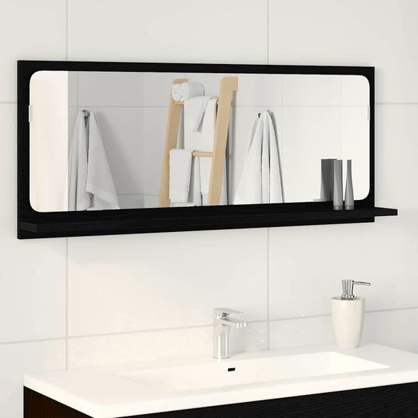 vidaXL Spiegelablage mit Regal Schwarz Eichen-Optik 90 x 10,5 x 37 cm 862528