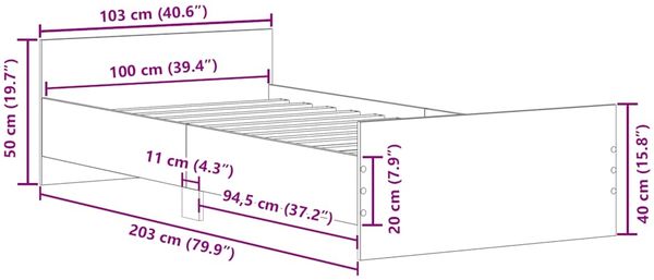 vidaXL Bettgestell ohne Matratze Sonoma-Eiche 100x200 cm Holzwerkstoff 835934 Bild 10