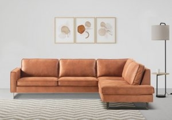 Places of Style Ecksofa Pinto, 290 cm, Ottomane links / rechts, Cord, Feincord, Luxus-Microfaser Leder und Chenille Bild 6