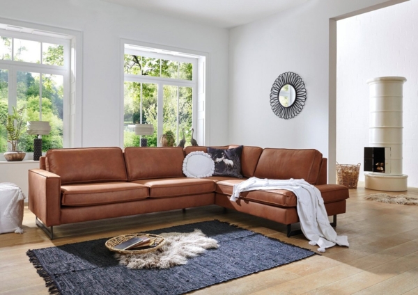 Places of Style Ecksofa Pinto, 290 cm, Ottomane links / rechts, Cord, Feincord, Luxus-Microfaser Leder und Chenille Bild 3