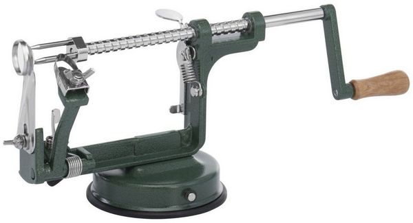 Thiru Apfelschäler Apfeltraum Premium aus rostfreiem Edelstahl mit starkem Saugfuß, sicherer und rutschfreier Stand, handliche Kurbel