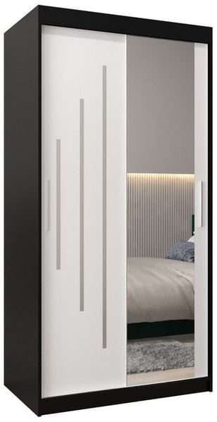 ABIKS MÖBEL Schwebetürenschrank YORK 2 Schlafzimmerschrank - mit Spiegel, Kleiderstange und Regalen