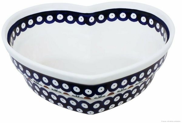 Bunzlauer Keramik Backform Bunzlauer Keramik 1,5L Herzschüssel Motiv Backform 22x7,7cm Dekor 41