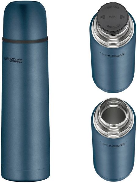 THERMOcafé by THERMOS TC BEVERAGE BOTTLE night blue mat 0,50l, Thermosflasche mit Becher aus Edelstahl, 12h heiß & 24h kalt, Auslaufsicher, für Schule, Unterwegs & Büro