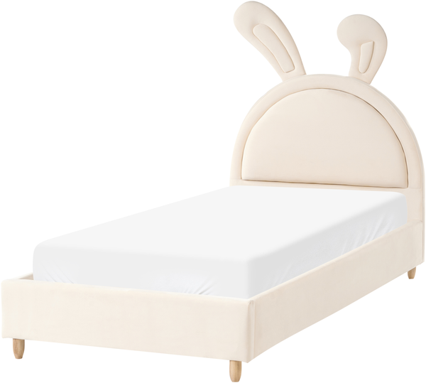 Kinderbett Kaninchen Samtstoff LALLIAS 90 x 200 cm Beige