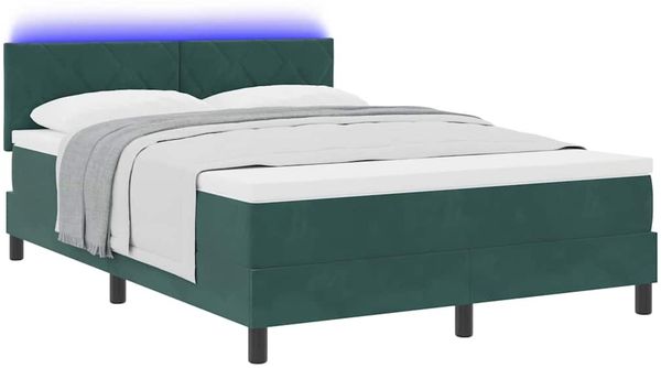 vidaXL LED Boxspringbett mit Kopfteil Dunkelgrün 140 x 200 cm Samt 3342725 Bild 3