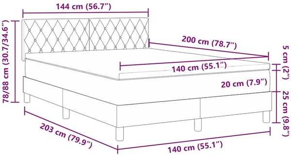 vidaXL LED Boxspringbett mit Kopfteil Dunkelgrün 140 x 200 cm Samt 3342725 Bild 11