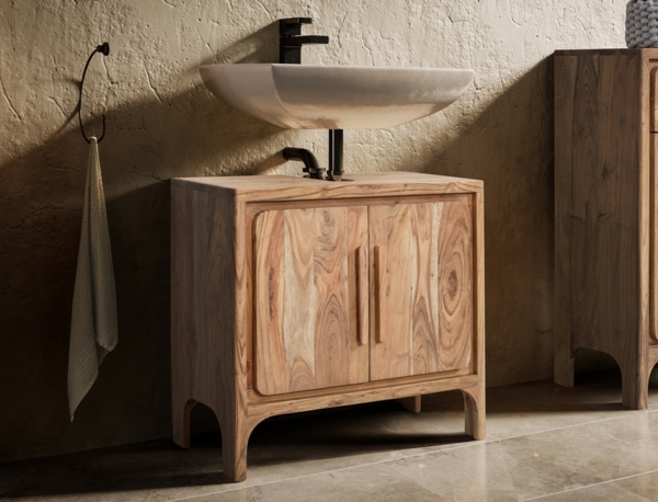 Waschbeckenunterschrank 60x57cm 'Pure' Akazie massiv