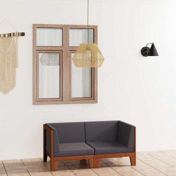 vidaXL 2-Sitzer-Sofa mit Dunkelgrauen Kissen Akazie Massivholz 3058113