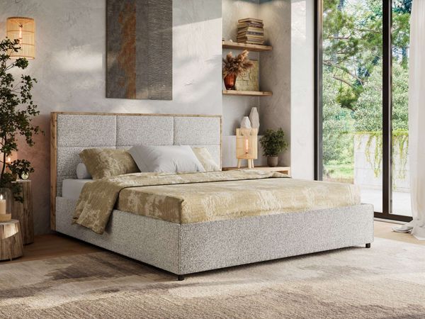Premium Polsterbett LERIO CLASSIC 140 x 200 cm mit Stauraum, gepolstertem Kopfteil, Gasdruckfedern & Lattenrost - Modernes Design, Inkl. Lattenrost Multipocket Matratze - Hellgrau Strukture - ELORI LUX