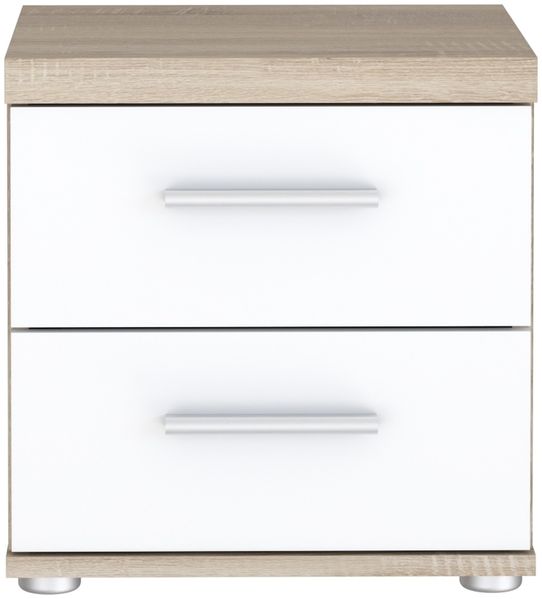 Nachtkommode >WINNIE< 2 Schubladen, Sonoma Eiche Dekor / weiss - 37,6x38,6x34,7cm (BxHxT)