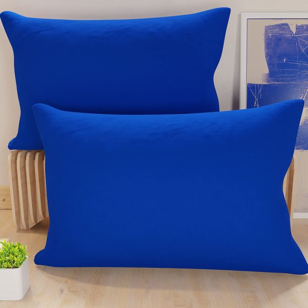PETTI Artigiani Italiani – 2er-Set Kissenbezüge 50x30 cm aus Mikrofaser, Zierkissenbezüge für Schlafzimmer & Sofa, Uni Elektrisches Blau, 100 % Made in Italy