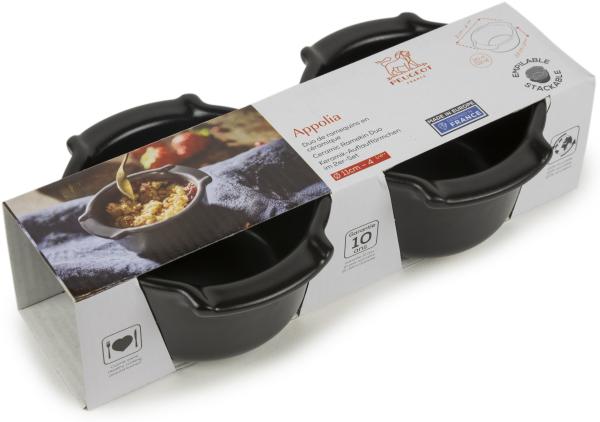 Peugeot Appolia Satinschwarz Auflaufform 11 cm 2er-Set