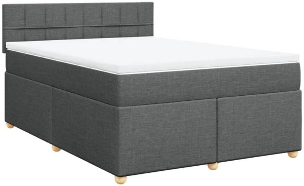 vidaXL Boxspringbett mit Matratze Dunkelgrau 160x200 cm Stoff 3286732