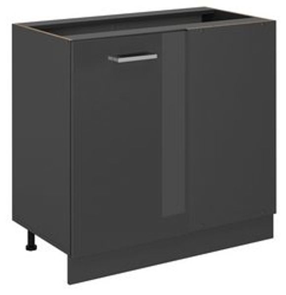 Eckunterschrank R-Line Anthrazit Hochglanz 86 cm ohne Arbeitsplatte Vicco Bild 6