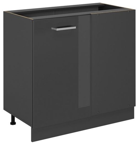 Eckunterschrank R-Line Anthrazit Hochglanz 86 cm ohne Arbeitsplatte Vicco Bild 4