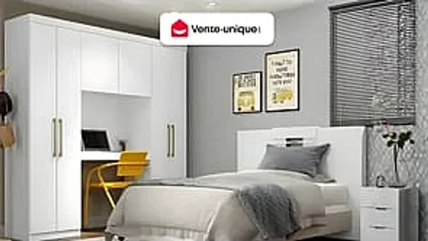 Vente-unique - Bettüberbau mit 6 Türen, Kleiderschrank & Stauraum - L. 200 cm - Weiß - ANTERO
