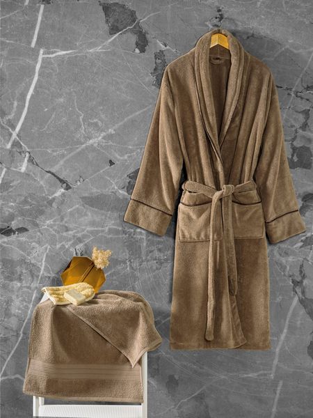 Bademantel-Set, 'Exclusive', Beige