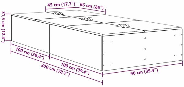 vidaXL Aufbewahrungsbettgestell Schwarz Eichen-Optik 90 x 200 cm 3335342 Bild 12