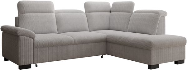 Ecksofa Duarte, Eckcouch L-Form, L-Sofa mit Schlaffunktion und Bettkasten, Sofa Rechts, Sofa Cord-Stoff, 262 x 103 x 170 cm, Grau