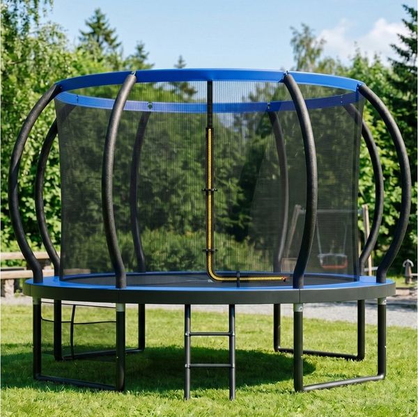GUNJI Gartentrampolin Gartentrampolin für Kinder 228/305/366/427CM, Tragfähigkeit 150KG, Ø 305 cm, (228 cm, (GS-zertifiziertes Kindertrampolin mit Sicherheitsnetz, Leiter, Schutzmatte, Kürbisdesign)-ostern geschenke)