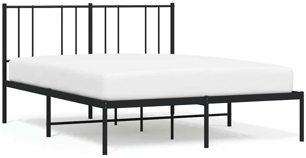 Doppelbett, Bettgestell Modernen mit Kopfteil Metall Schwarz 140x190 cm d466e