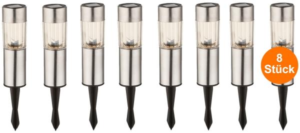 Solarleuchte Garten 8er Set Wegeleuchte Edelstahl Solarlampe Außen Leuchte Solar