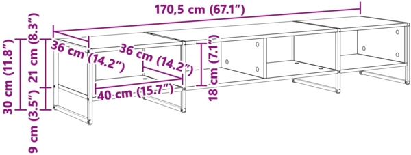 vidaXL TV-Schränk Schwarz Eichen-Optik 170,5 x 36 x 30,5 cm 886516 Bild 10