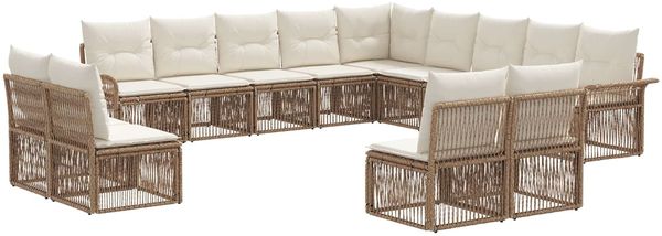 vidaXL Gartensofa-set 13 pcs Beige Poly-Rattan 3434994
