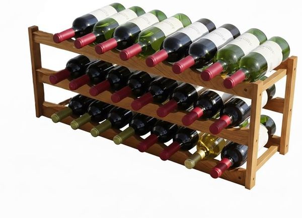 Relaxdays Weinregal aus Walnuss für 24 Flaschen