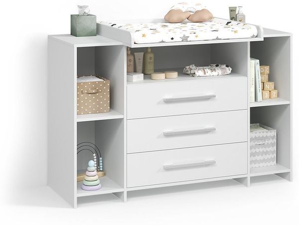 Livinity® Wickelkommode Torino, Weiß/Weiß, XL mit Schubladen