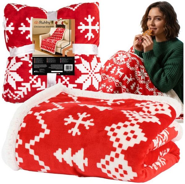 Ruhhy Tagesdecke Weihnachtsdecke Kuscheldecke, angenehm dickes Material sorgt für wohlige Wärme 130x170 cm