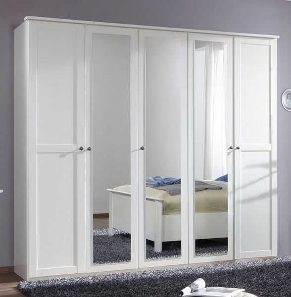 Drehtürenschrank Chalet in Alpinweiß mit Spiegel 225 cm