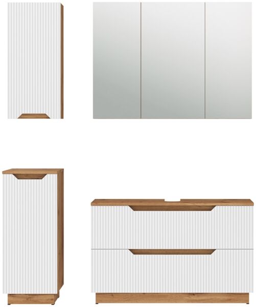 Badmöbel-Set Lotta Eiche/weiß gestreift 4 Teile Vicco