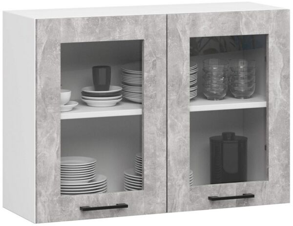 Raumhirsch Furniture Hängeschrank Praktischer Hängeschrank Küche - Stilvolle Aufbewahrung - Wandschrank Hängeschrank, Oberschrank, modernes Design mit Vitrine, pflegeleicht