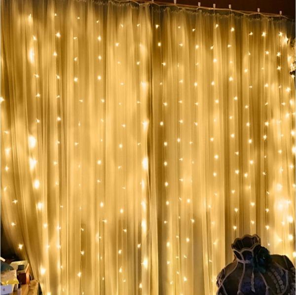 Rosnek LED-Lichtervorhang 300 LED Lichternetz Lichtervorhang Lichterkette, Weihnachtsdekoration, 8 Modi, 31 V Energiesparen mit Timer und Speicher Bild 1