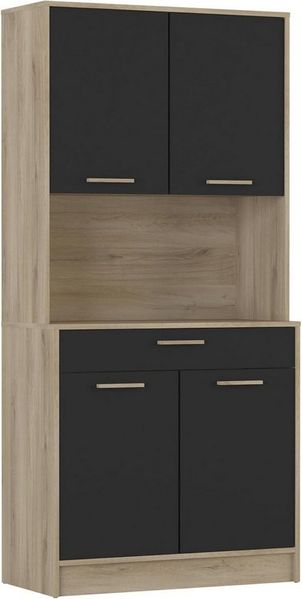 habeig Küchenbuffet Küchenregal Küchenschrank Eiche Küchenmöbel Singleküche 176x84cm besonders schwere und robuste Ausführung