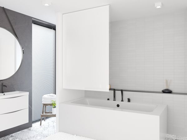 Basic Duschrollo 60x240 cm breit Modell Uni weiss Duschvorhang
